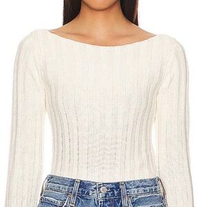 Lovers + Friends Cream Ribbed Sweater